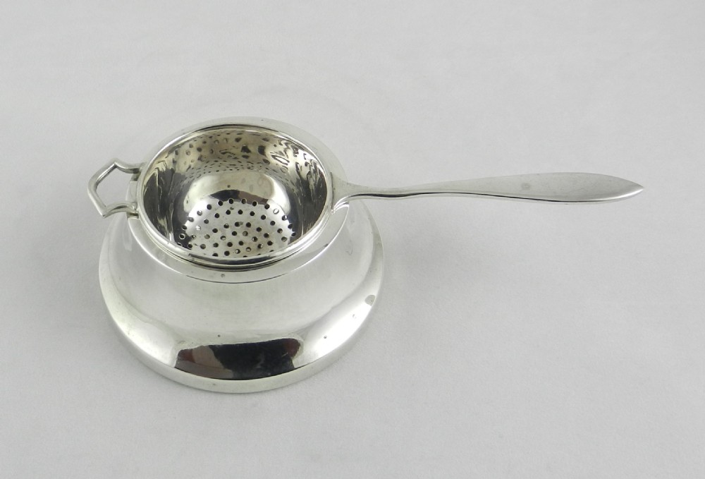 Silver Tea Strainer & Bowl.
