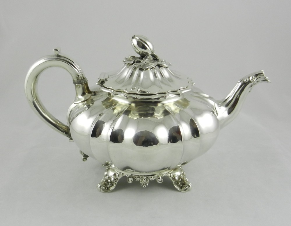 Antique Silver Melon Tea Pot.