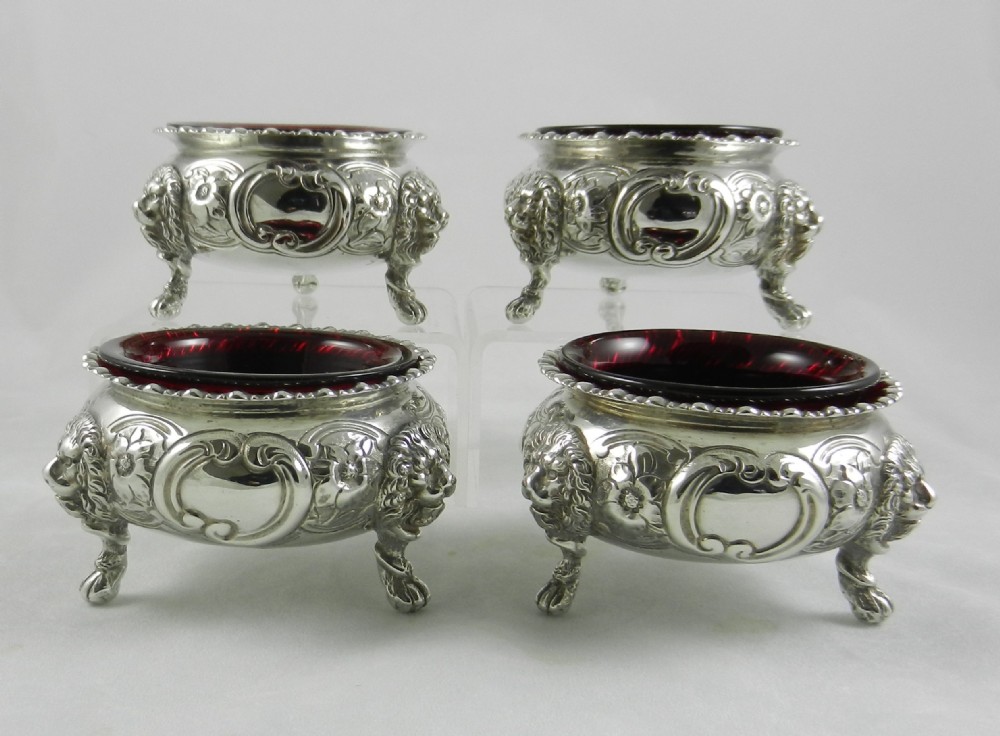 Magnificent Antique Silver Salt Cellars.