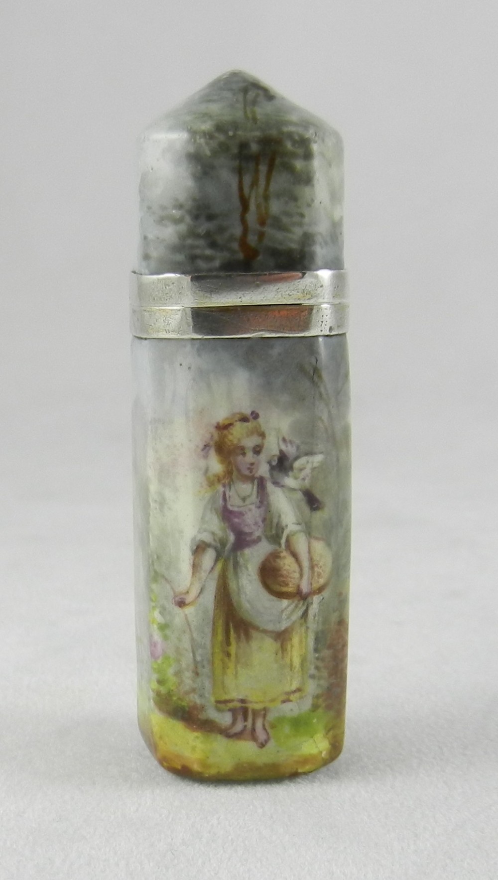 Antique Silver & Enamel Scent Bottle.