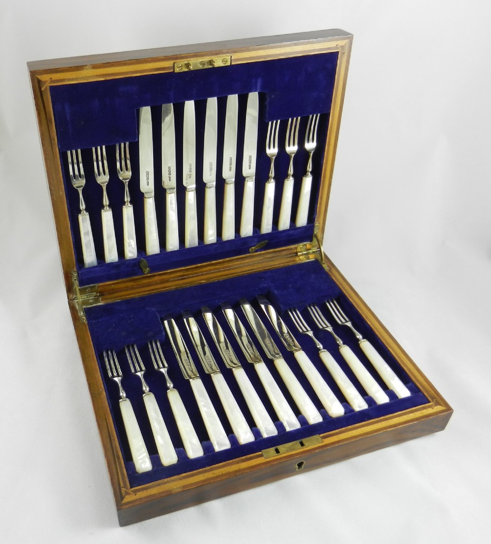 Art Deco Silver & MOP Dessert Service.