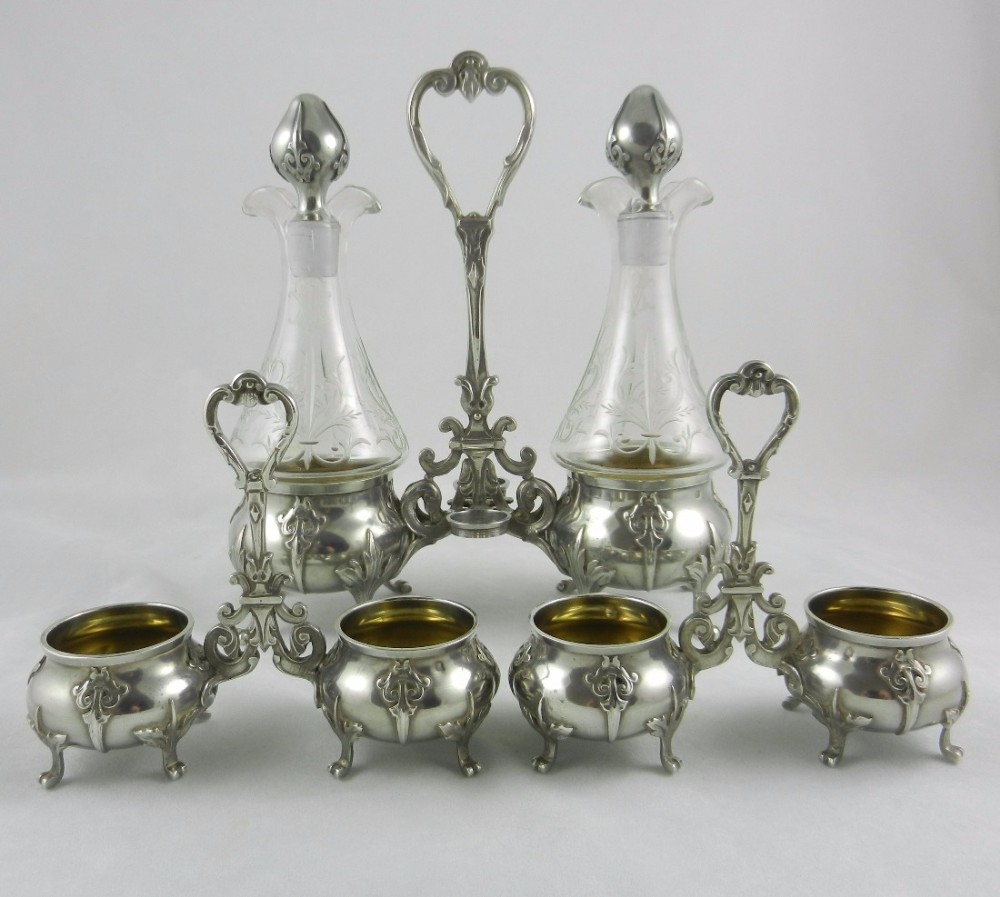 Antique Silver Condiment Suite.