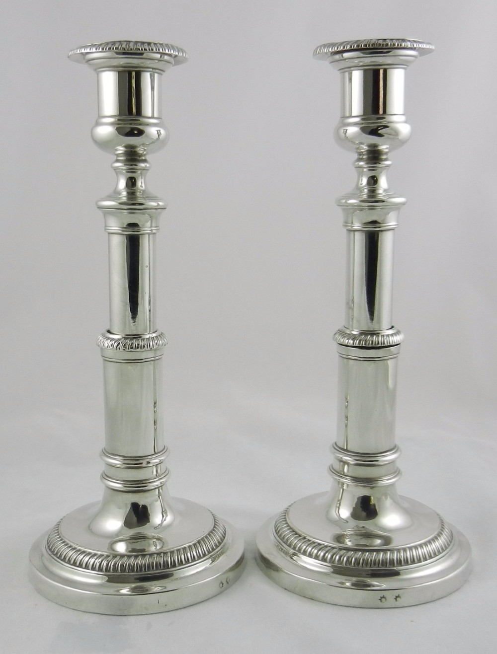 Old Sheffield Plate Telescopic Candlesticks.