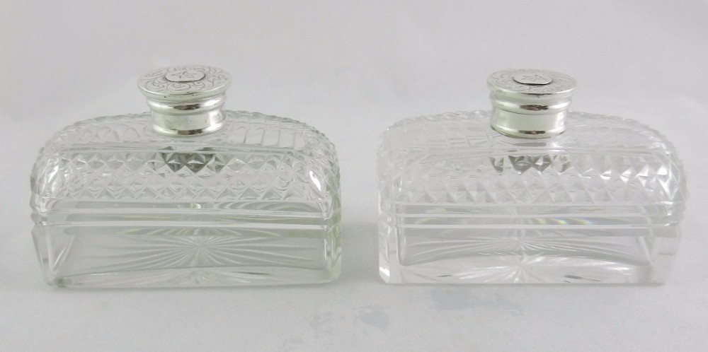 Antique Silver Mounted Cologne Bottles.