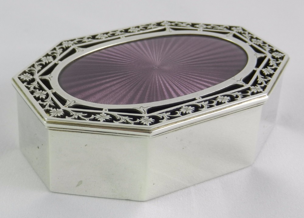 Silver & Enamel Art Deco Trinket Box.