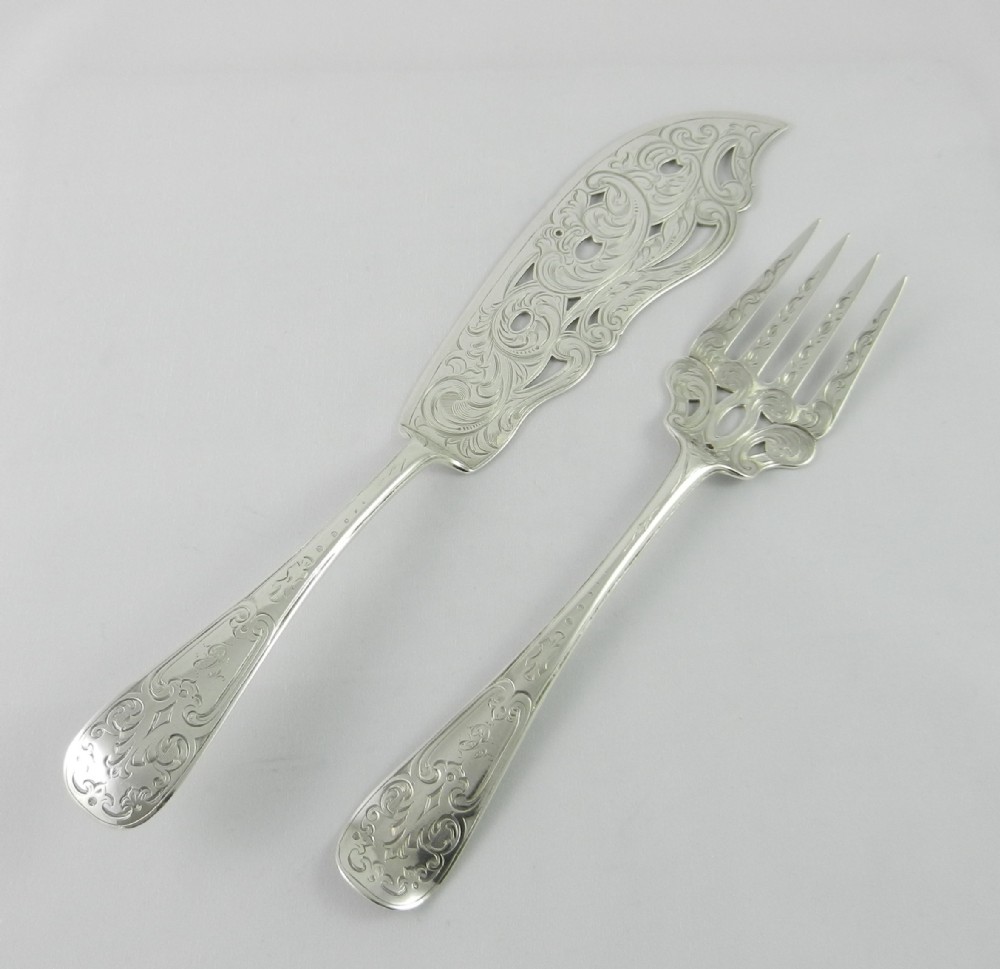Antique Silver Newcastle Fish Servers.