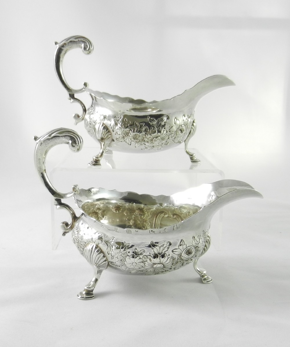 Geo.II Silver Sauce Boats.