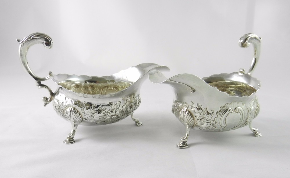 Geo.II Silver Sauce Boats. View II