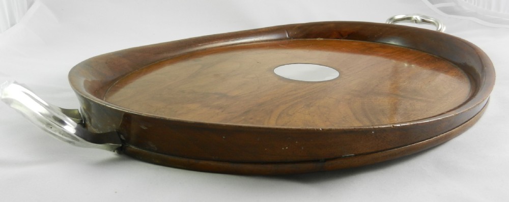 Antique Walnut Silver Handled Tray. View III