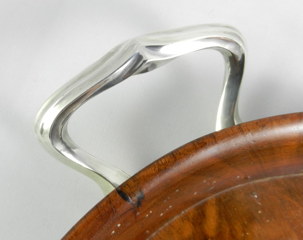 Antique Walnut Silver Handled Tray. View V