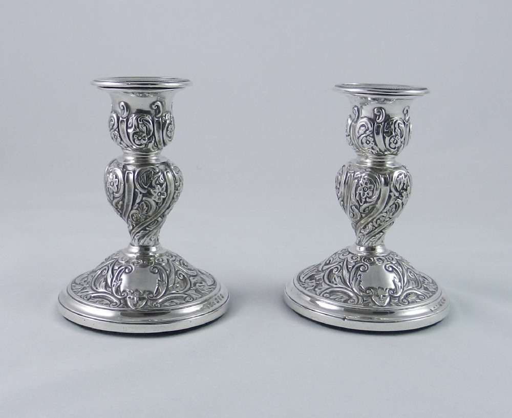 Antique Silver Candlesticks.