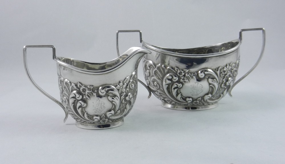 Antique Silver Sugar & Cream Set.