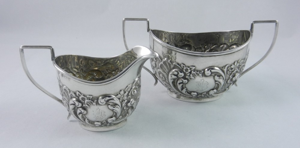 Antique Silver Sugar & Cream Set. View II