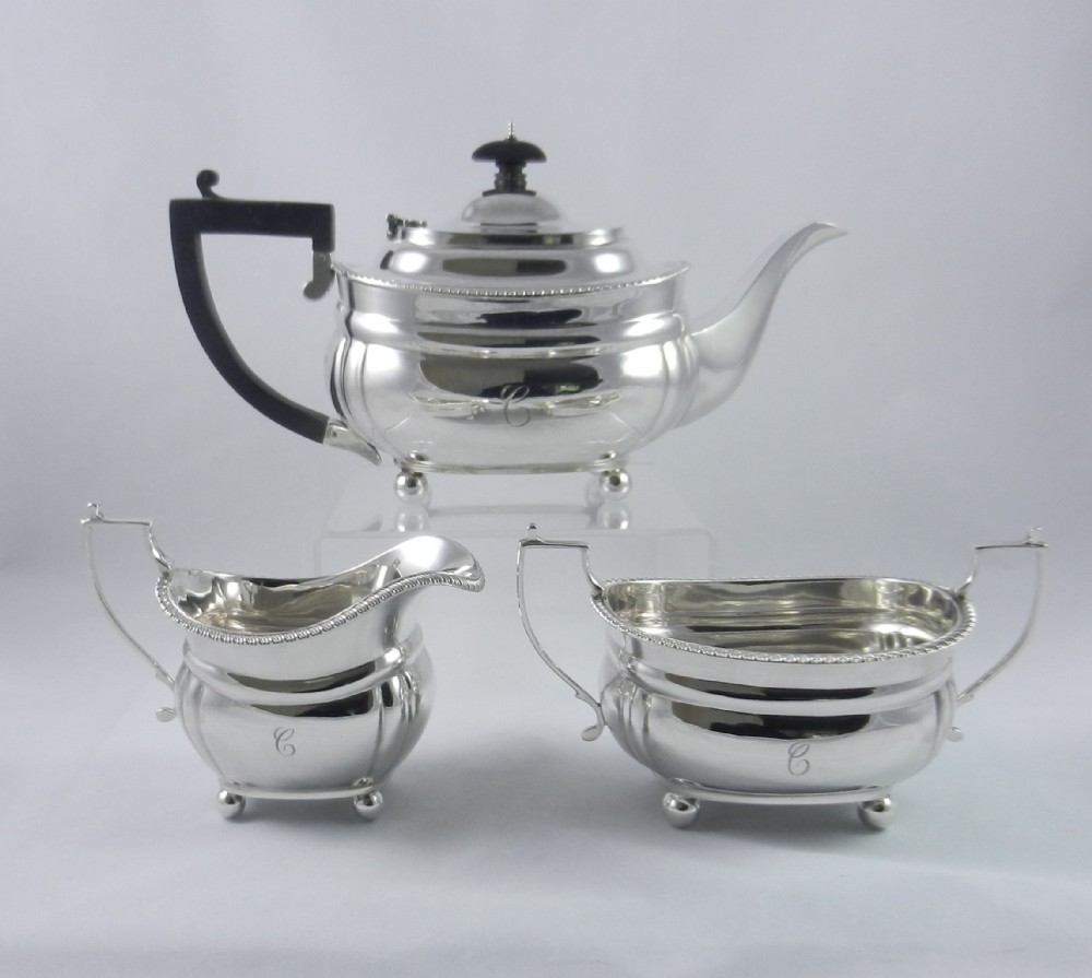 Three Piece Silver Tea Set.