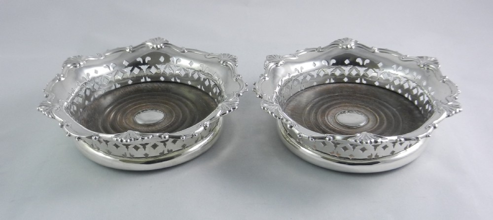 Antique Silver Wine Coasters. View II