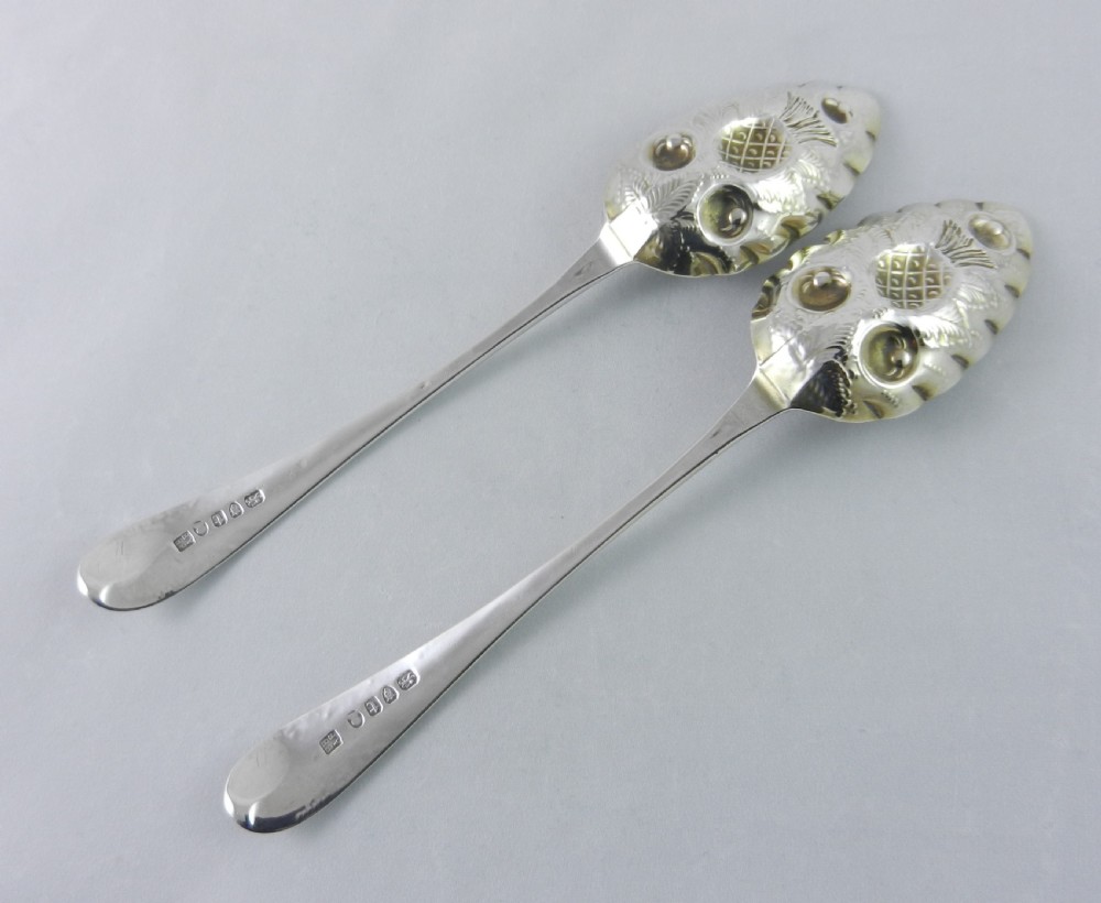 Pair Silver Bateman Berry Spoons. View II