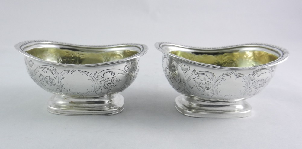 Pair Antique Silver Salts.
