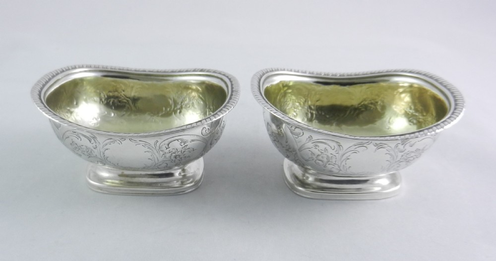 Pair Antique Silver Salts. View II