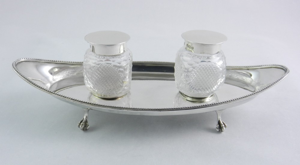 Antique Silver Ink Stand.