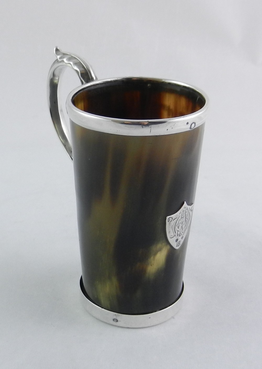 Antique Silver-Mounted Horn Mug.