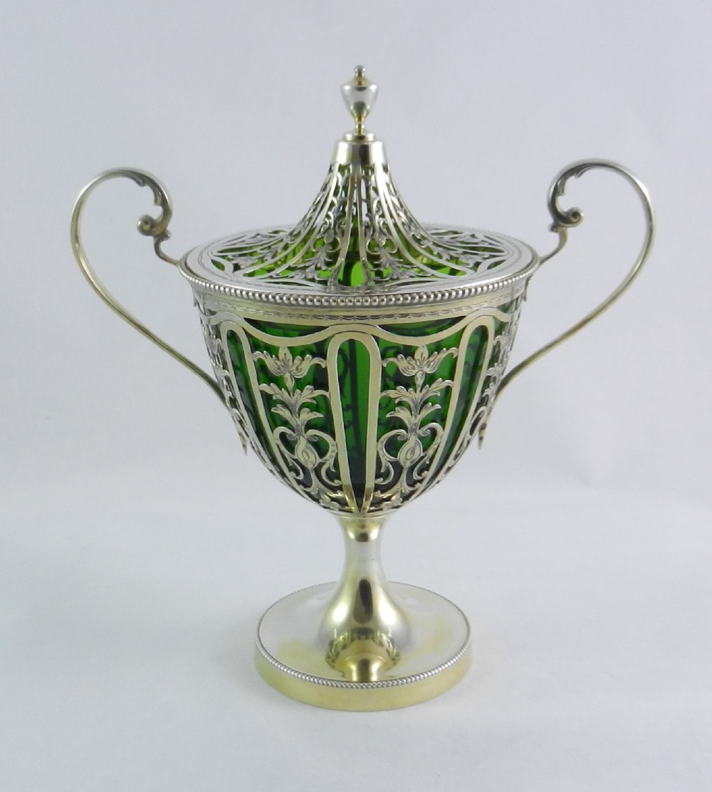 Silver-Gilt & Glass Vase.
