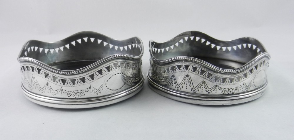 Georgian Silver Wine Coasters. View II