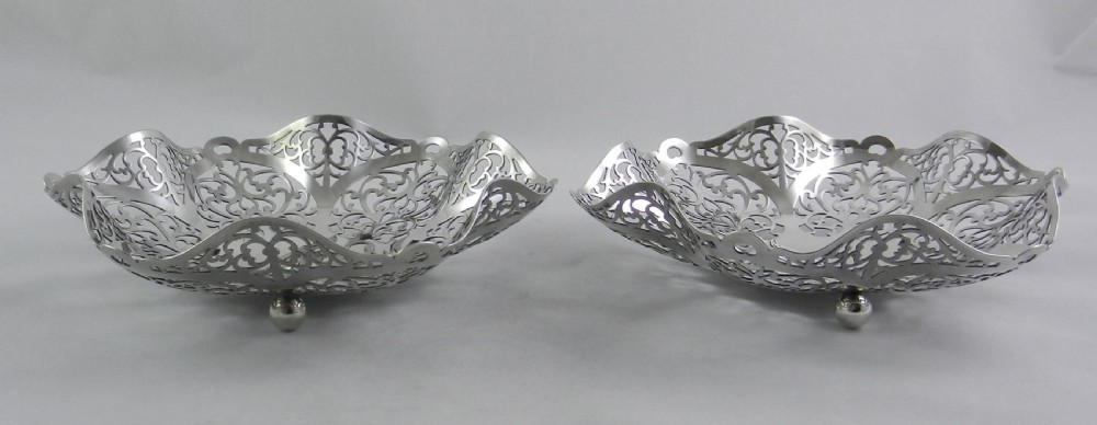 Pair Silver Art Deco Dishes.