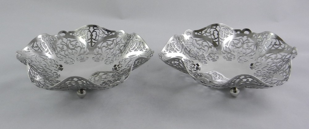 Pair Silver Art Deco Dishes. View II