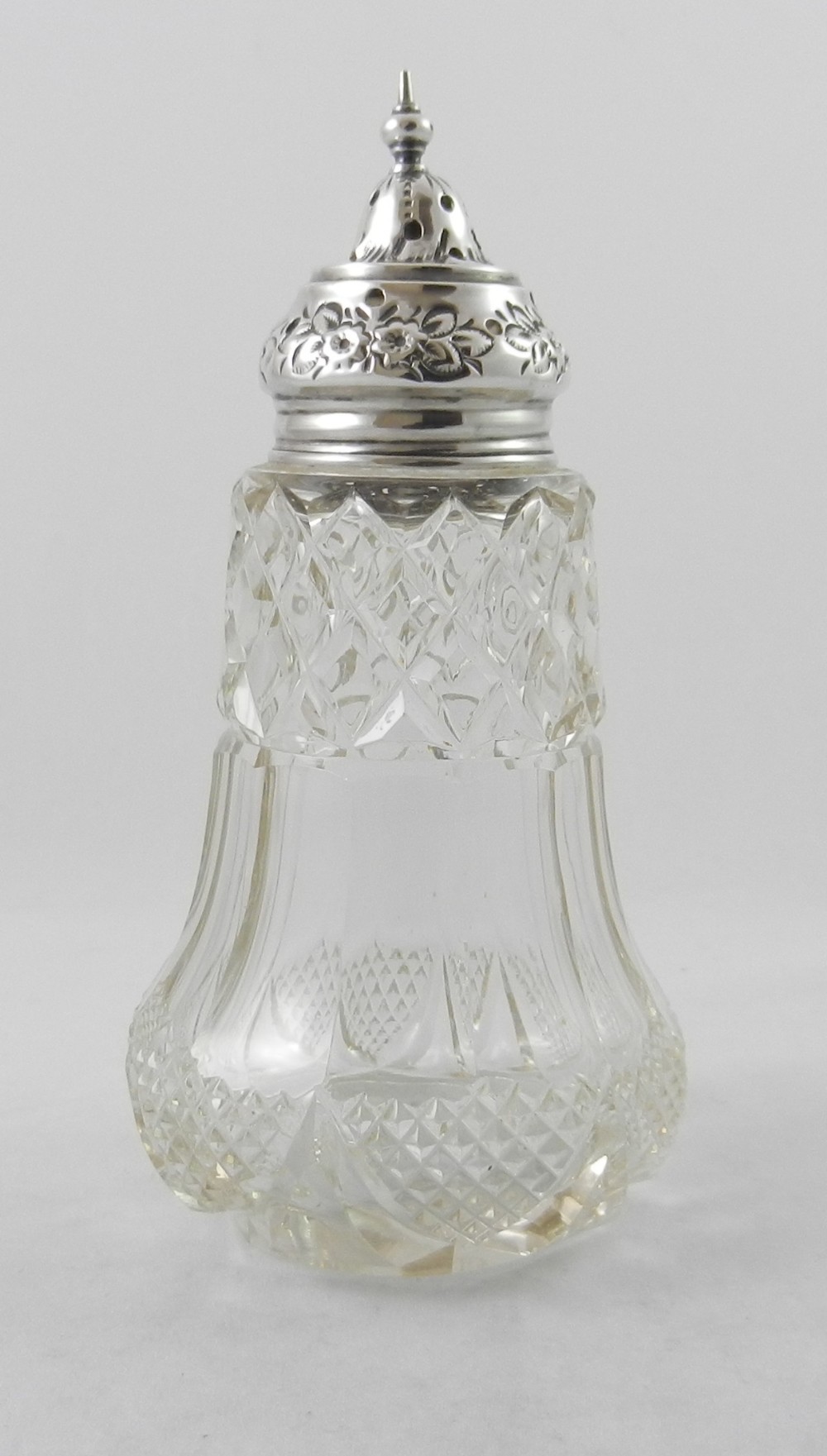 Antique Silver & Cut-Glass Sugar Caster.