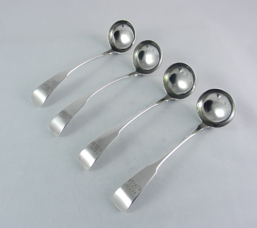 Set Of Four Antique Silver Toddy Ladles.