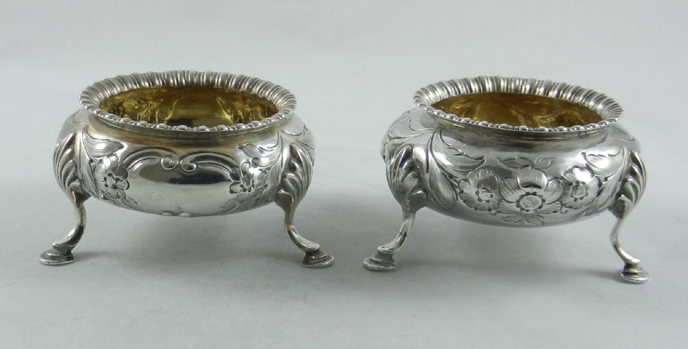 Pair Antique Silver Salts.