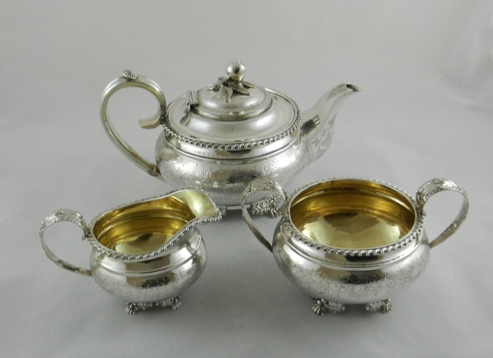 Antique Silver Three Piece Tea Set.