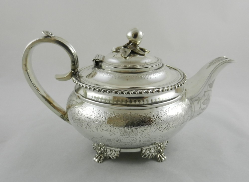 Antique Silver Three Piece Tea Set. View III