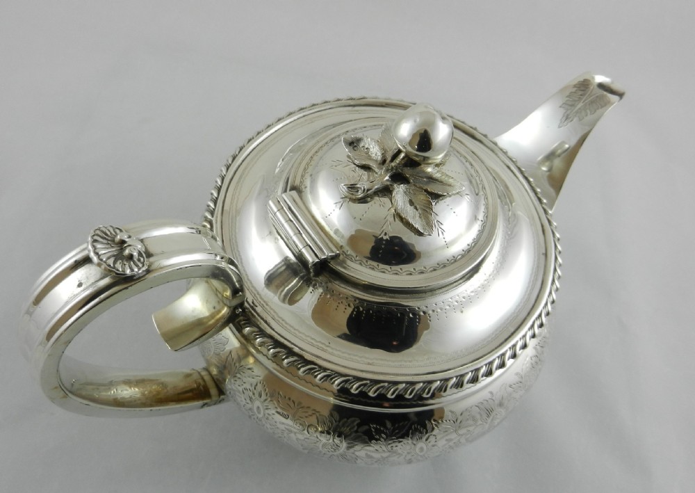 Antique Silver Three Piece Tea Set. View IV