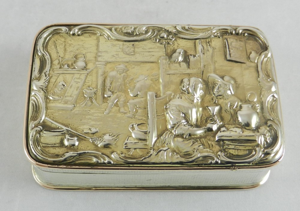 Antique Silver Gilt Snuff Box. View II