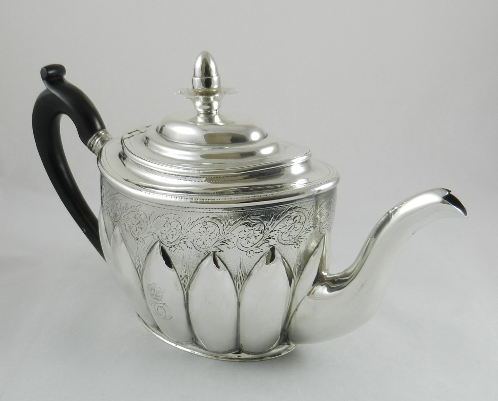 Large Antique Silver Tea Pot. View II