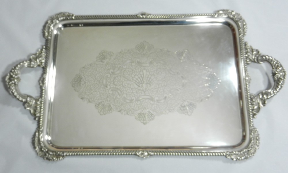 Large Antique Silver Tray. View II