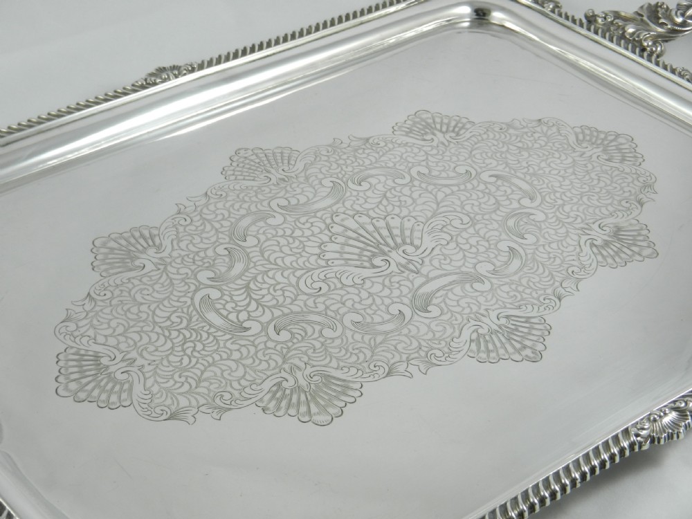 Large Antique Silver Tray. View V