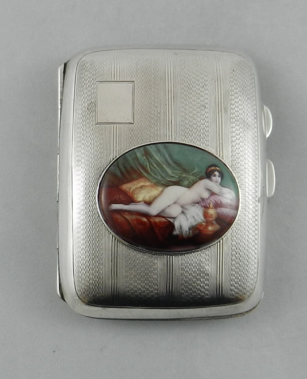 Silver & Enamel Cigarette Case.