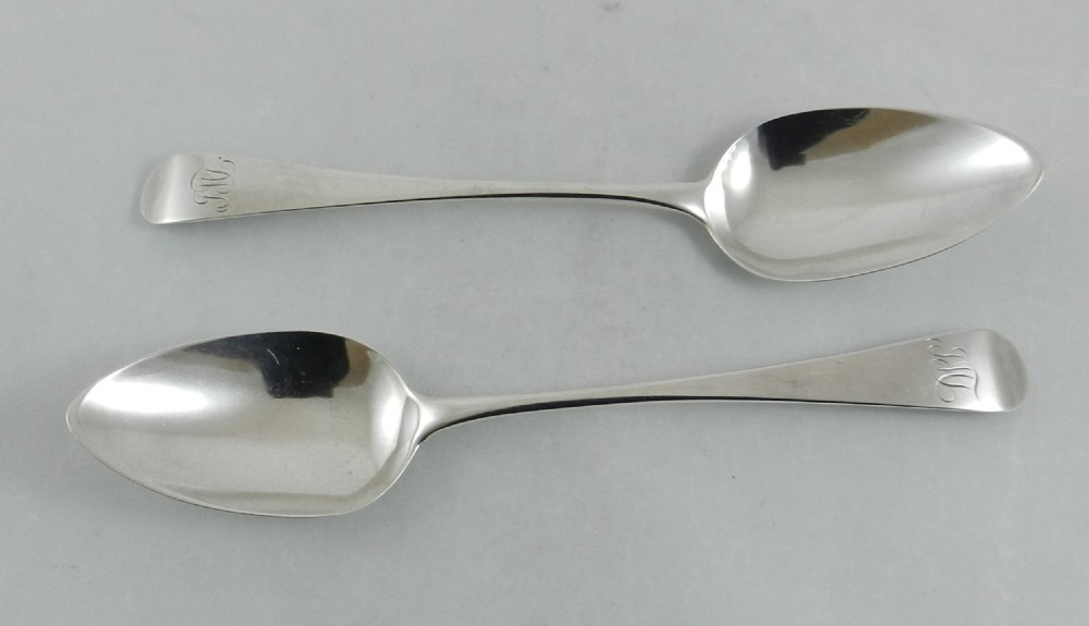Pair Bateman Silver Spoons. View III