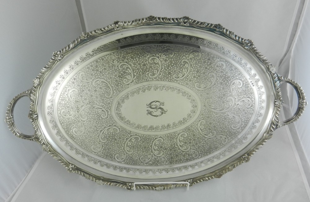 Antique Scottish Silver Tray. View II