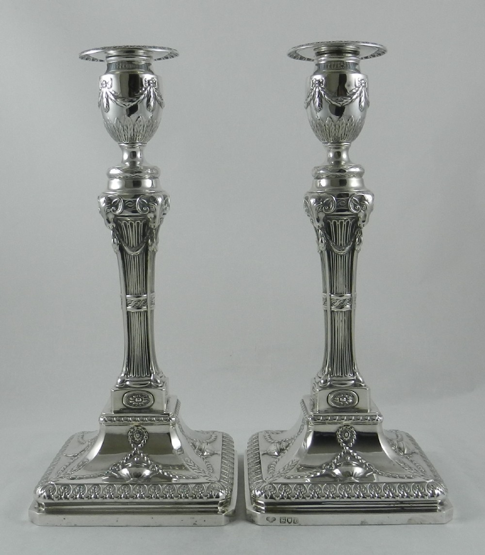 Antique Silver Ram's Head Candlesticks.