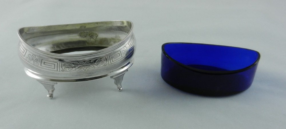 Pair Antique Silver Salts. View III