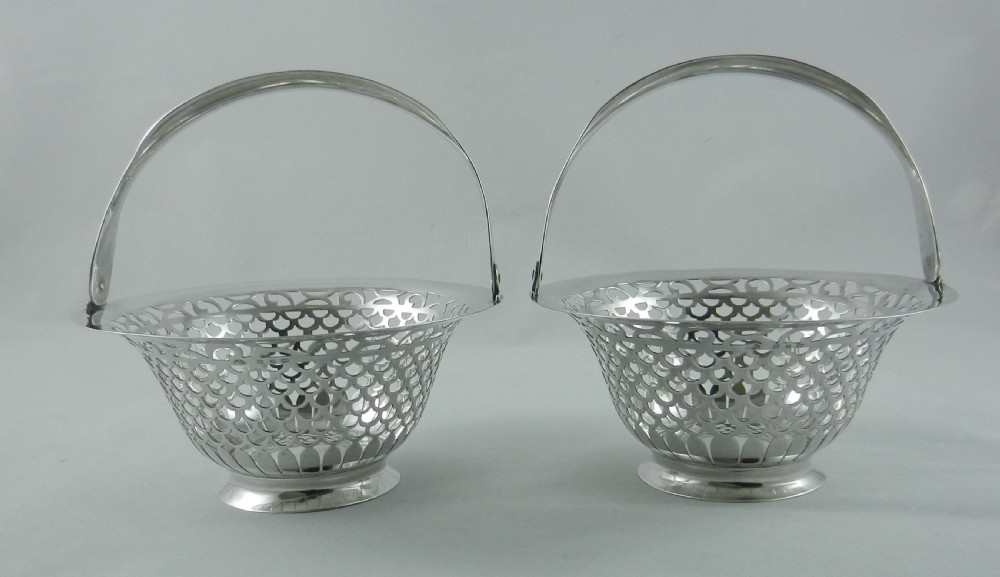 Pair Antique Silver Sweet Baskets. View II