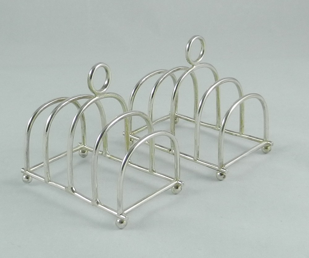 Pair Antique Silver Toast Racks.