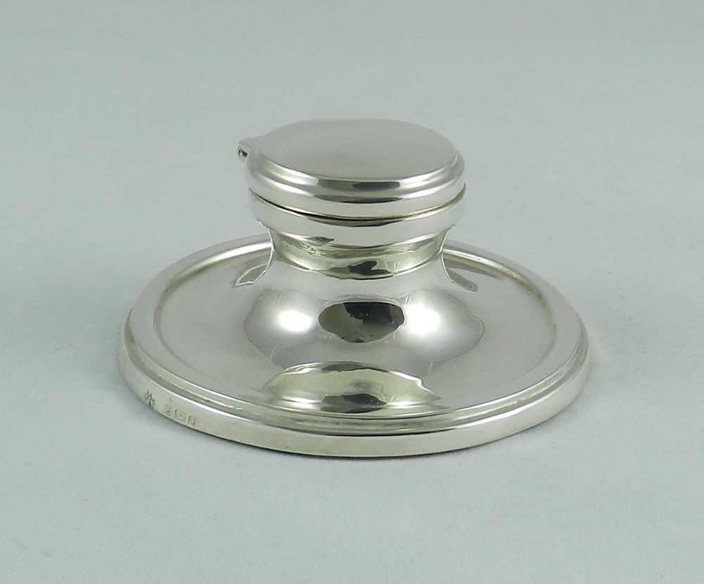 Antique Silver Capstan Inkwell.