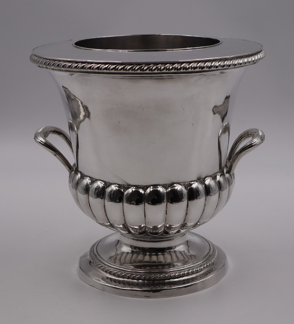 Pair Old Sheffield Plate Wine Coolers. View VII