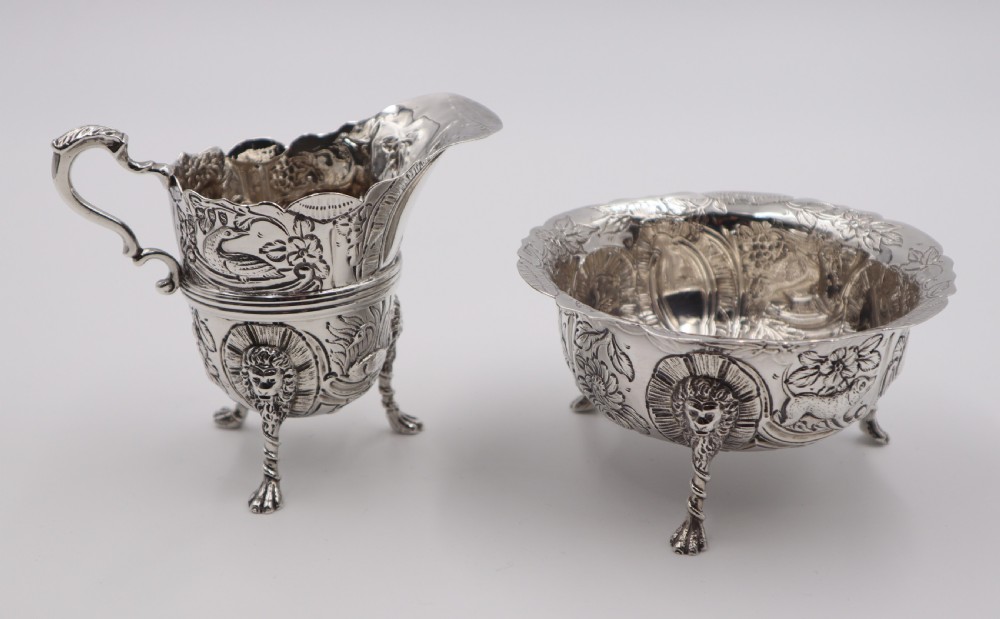 Antique Silver Sugar & Cream.