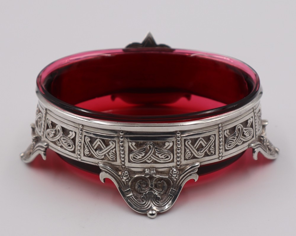Set Of Six Antique Silver Salts. View IV