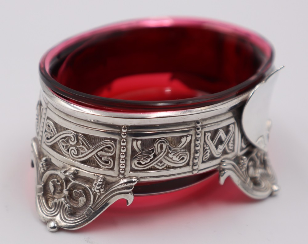 Set Of Six Antique Silver Salts. View VII